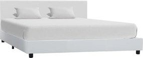 vidaXL Cadru de pat, alb, 140x200 cm, piele ecologică