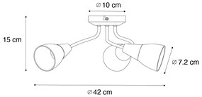 Plafoniera clasică cu spoturi aurie cu sticlă mată rotundă cu 3 lumini - Madi