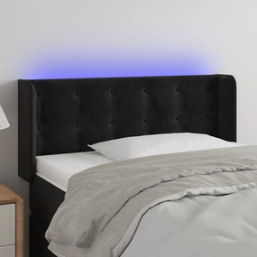 3123702 vidaXL Tăblie de pat cu LED, negru, 83x16x78/88 cm, catifea