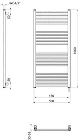 Sapho - Uscător electric pentru prosoape METRO-E 400W/230V 50x106 cm alb