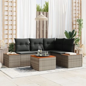 vidaXL Set de canapele pentru grădină cu pernă 5 pcs Gri Rattan poli
