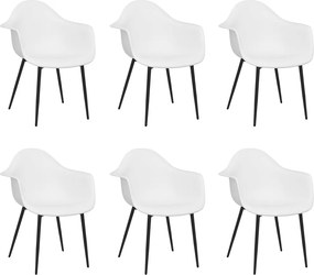vidaXL Scaune de bucătărie, 6 buc., alb, PP