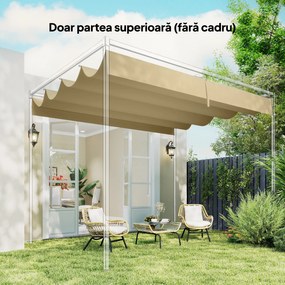 Outsunny Acoperiș pentru Pergolă cu 8 Orificii de Drenaj, Husă de Schimb din Poliester Respirabil, Exclusiv Material, 392x350 cm, UV30+, pentru Pergolă de Grădină 4x3m, Bej | Aosom Romania