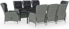 vidaXL Set mobilier de grădină, 9 piese, gri deschis