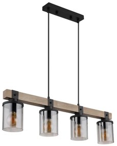 Brilagi - Lustră suspendată pe cablu VISTA 4xE27/60W/230V stejar