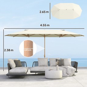 Outsunny Umbrelă de Soare cu Două Fețe și Mâner cu Manivelă Ușor de Utilizat, 455x265x238 cm, Bej | Aosom Romania