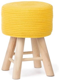 443134 KidsDepot Scaun „Iggy”, 29 cm, galben, bumbac și lemn