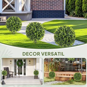 HOMCOM Set 2 Plante Artificiale de Buxus de 40 cm cu Tija Integrată pentru Interior și Exterior, Verde | Aosom Romania
