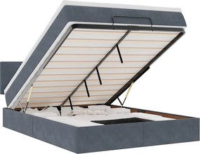 vidaXL Cadru de pat otoman cu saltea Gri închis 140x190cm catifea