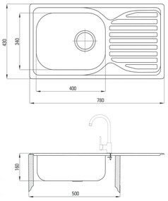 Chiuveta bucatarie inox cu picurator crom Deante, Doppio