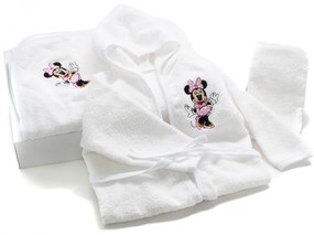 Set de baie pentru bebelusi, cu 3 piese, brodat cu Minnie Mouse, Alb- SDB-10