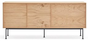 Comodă cu aspect de lemn de stejar Teulat Yoko, lățime 180 cm, gri antracit