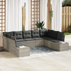 vidaXL Set canapea de grădină 9 piese cu perne - Rattan ușor din polimer