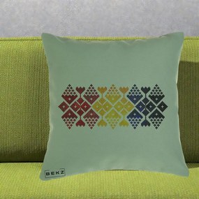 Perna Personalizata Motiv Tricolor Romanesc Broderie, 40x40 cm, Verde, Husa Detasabila, Perna Inclusa, BEKZ®