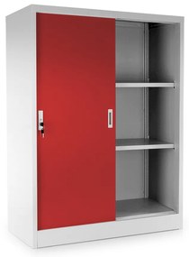 Dulap metalic universal mediu cu uși glisante 90 x 40 x 120 cm, încuietoare cilindrică, roșu - ral 3000