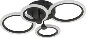 Lustra LED Erste Urban 45W 3150lm, Negru Mat, 62x41x14 cm, Pendul Modern Dimabil cu Telecomanda, Tehnologie 3CCT pentru Iluminat Industrial Chic