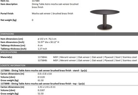 Masa rounda design LUX Astro 132cm, Mocha oak