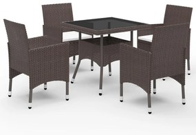 vidaXL Set mobilier de grădină, 5 piese, poliratan și sticlă