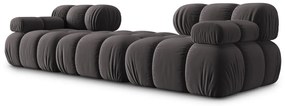 Canapea modulara 3 locuri, Bellis, Micadoni Home, BL, 188x188x70 cm, catifea, gri inchis