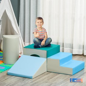 HOMCOM Set de 4 Blocuri Moi de Construcție pentru Copii, Joc Modulabil pentru Copii 1-3 Ani, 150x50x39 cm, Multicolor | Aosom Romania