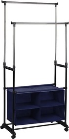 Stander haine SANDOR, argintiu/negru, metal, 80x42x165 cm