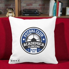 Perna Personalizata Academica Clinceni Fotbal Club, 40x40 cm, Alba Mata, Husa Detasabila, Perna Inclusa, BEKZ®