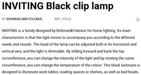 Veioza LED dimabila / Lampa de birou cu clips design ultra-modern INVITING neagra