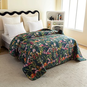 Cuvertura de pat MYSTIC GARDEN verde inchis Dimensiune: 170 x 210 cm