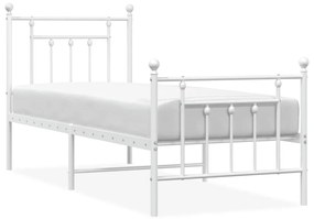 353594 vidaXL Cadru de pat metalic cu tăblie de cap/picioare, alb, 75x190 cm