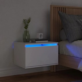 vidaXL Noptieră montată pe perete cu lumini LED, alb