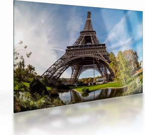 Tablou pe sticlă - Turnul Eiffel colorat (70x50 cm)