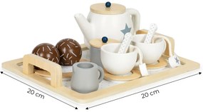 Set de ceai din lemn cu ceainic și cești 17 bucăți