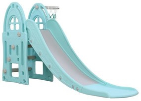 Tobogan Pentru Copii NOVOKIDS™ Happy Mega Slide , Pentru Interior si Exterior, 187 centimetri panta alunecare, Maxim 50 Kg, Cos de baschet inclus ,