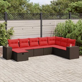 vidaXL Set canapele de grădină cu perne, 8 piese, maro, poliratan