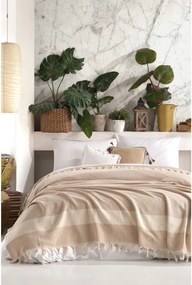 Cuvertură bej din bumbac pentru pat dublu 230x200 cm Seritli – Mijolnir