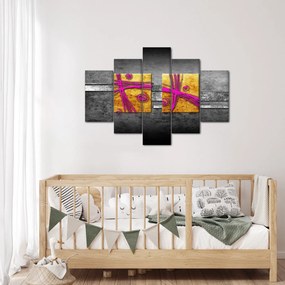 Tablou - Pătratr colorate pe fond negru (150x105 cm)