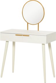 HOMCOM Masă de Toaletă/Machiaj cu Oglindă și 2 Sertare pentru Accesorii, Toaletă de Machiaj din Lemn, 80x40x123 cm, Alb | Aosom Romania