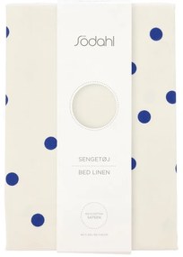 Lenjerie de pat albastră-crem din bumbac satinat pentru pat de o persoană 140x200 cm Solaris – Södahl