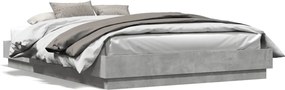 vidaXL Cadru de pat, gri beton, 150x200 cm, lemn prelucrat
