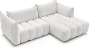 Colțar alb cu tapițerie din țesătură bouclé (cu colț pe partea dreaptă/cu șezlong) Azra – Bobochic Paris