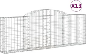 vidaXL Coșuri gabion arcuite 13 buc, 300x30x100/120 cm fier galvanizat