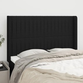 vidaXL Tăblie de pat cu aripioare, negru, 147x16x118/128 cm, textil