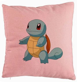 Perna Decorativa, Model copii Squirtle, 40x40 cm, Roz, Husa Detasabila, Burduf