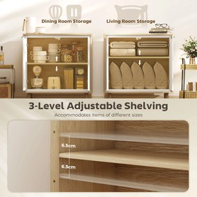 HOMCOM Dulap Modern cu 2 Uși și Raft Reglabil 72x35x77cm Alb și Stejar | Aosom Romania