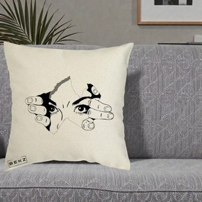 Perna Decorativa Ochi care Rup Suprafata, 40x40 cm, Ecru, Husa Detasabila, Perna Inclusa, BEKZ®