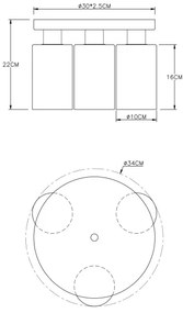 Plafonieră HADERA 3xE27/60W/230V Globo 15465-3D