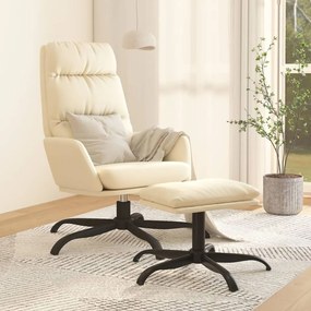 3097536 vidaXL Scaun de relaxare cu taburet, crem, piele ecologică