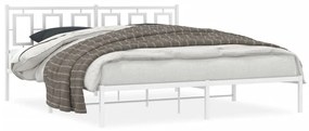 374294 vidaXL Cadru de pat metalic cu tăblie, alb, 180x200 cm