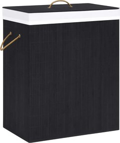 vidaXL Coș de rufe din bambus cu o secțiune, negru, 83 L