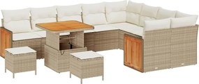 vidaXL Set de canapele pentru grădină 13 pcs Bej și crem poliratan